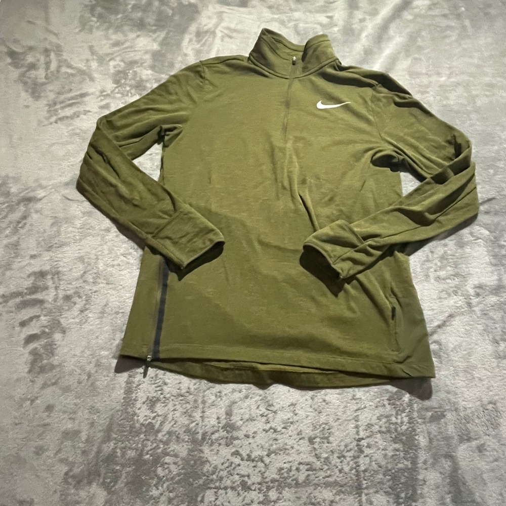 Nike Dri-FIT Element Half-Zip Running Top Mens Medium Olive Green CJ5438-395